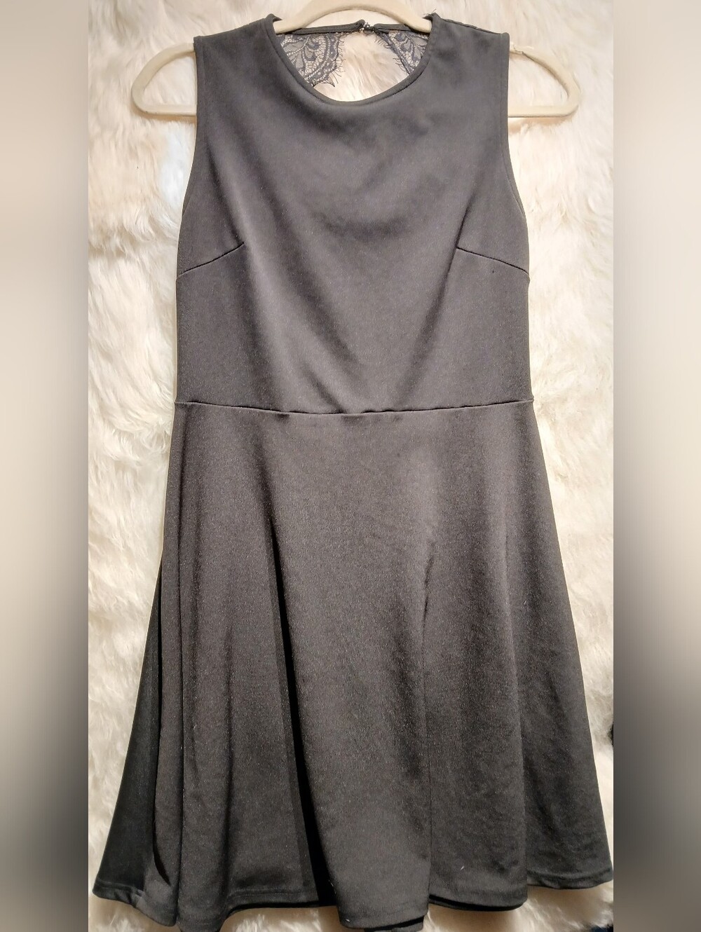 Black Sleeveless Midi Dress with Lace Back